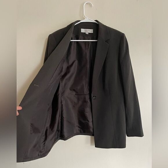 Tahari Arthur S. Levine Women Brown Blazer Shoulder Pads Lined Push Button - Picture 4 of 6